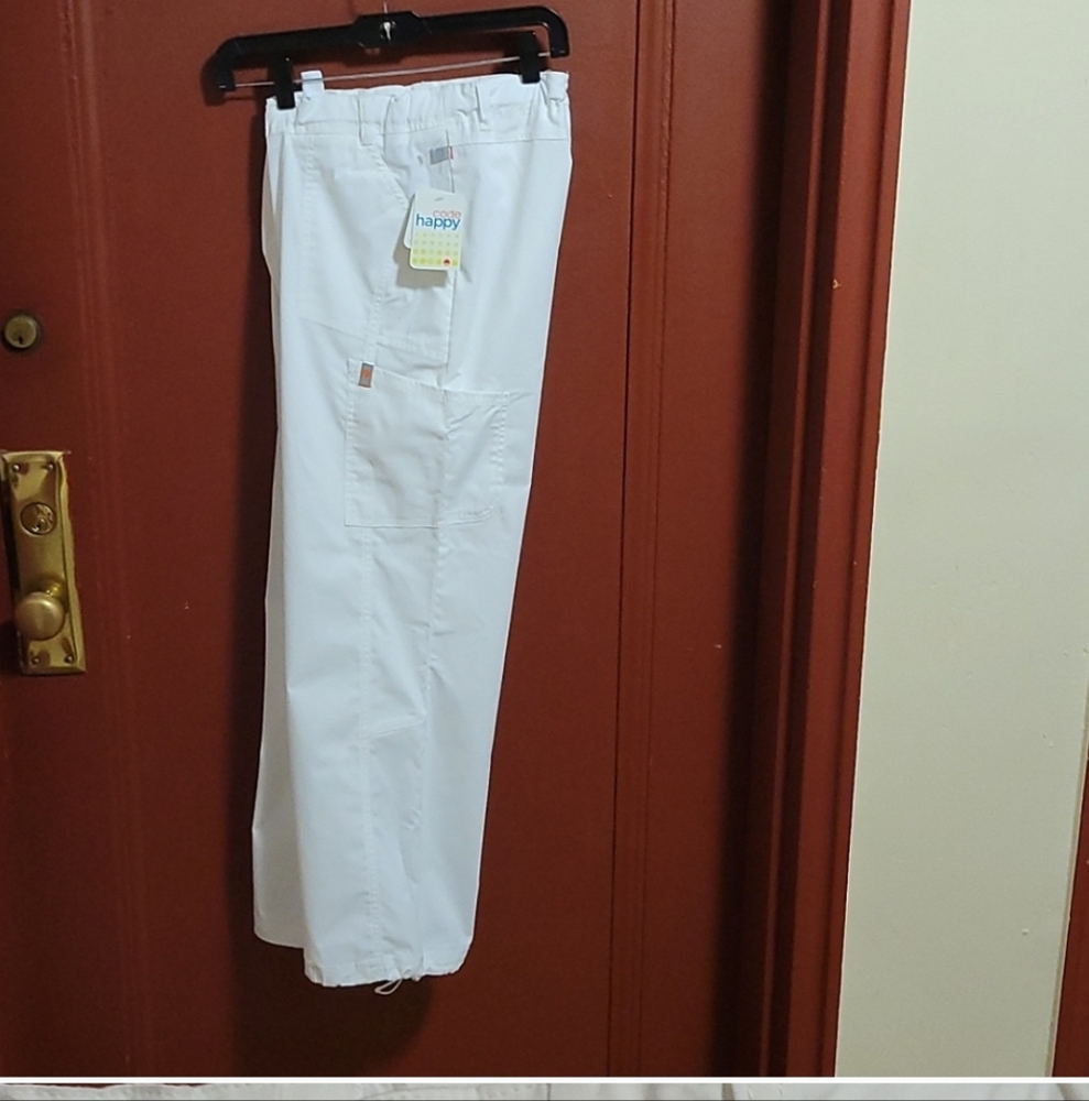 Code Happy Women' White Scrubs Trousers Size Large